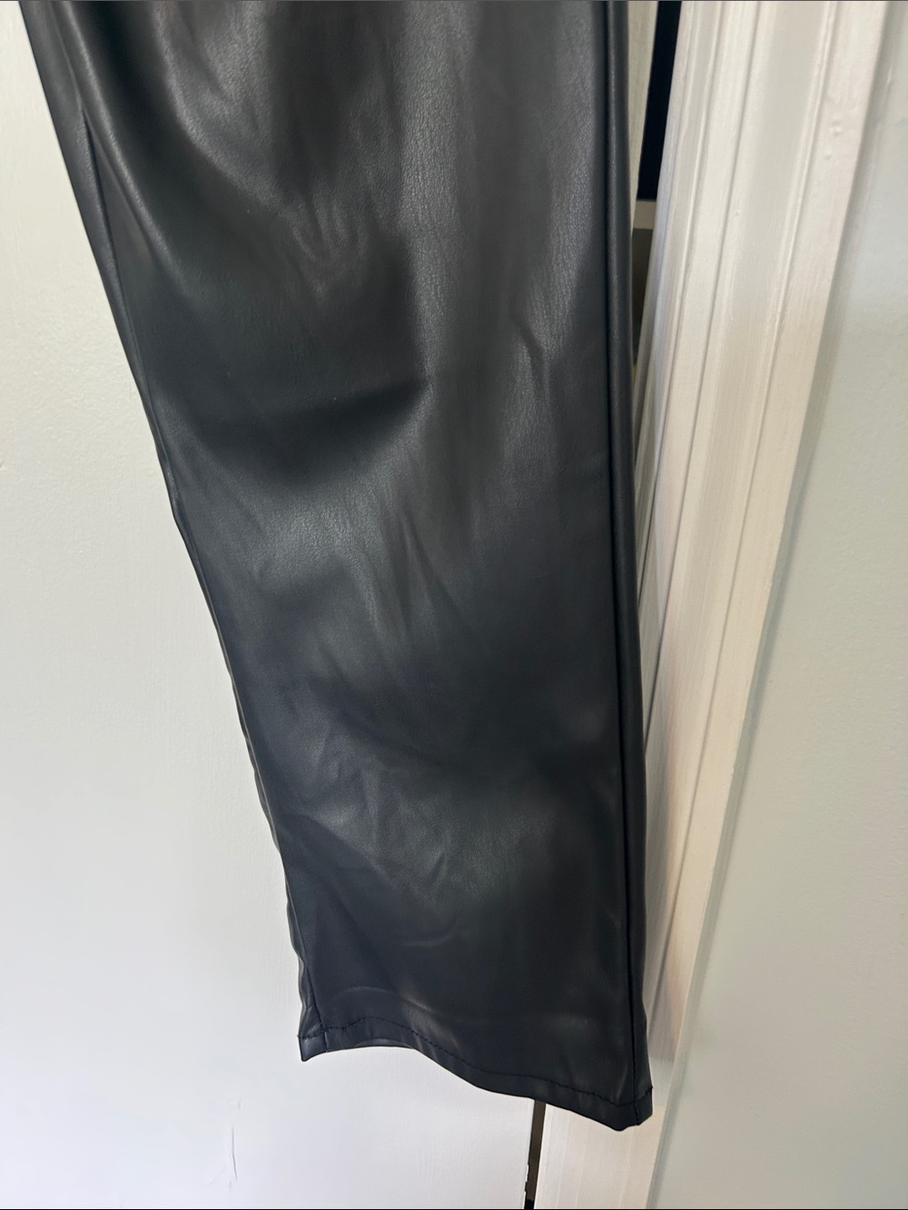 Time and Tru Black Straight Faux Leather Jeans - Picture 4 of 5